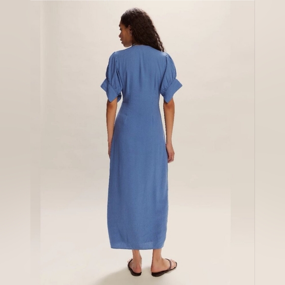 Free People Vintage Summer Midi Dress S Chambray Blue - Picture 2 of 9